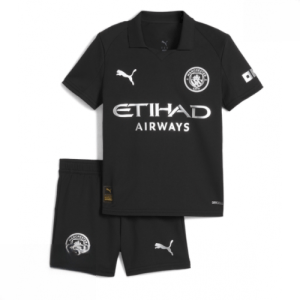 Echipament fotbal Manchester City Tricou Deplasare 2025-26 pentru copii + pantaloni scurți