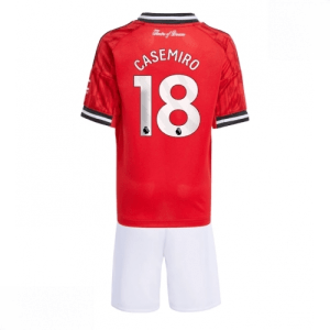Echipament fotbal Manchester United Casemiro #18 Tricou Acasa 2025-26 pentru copii + șort