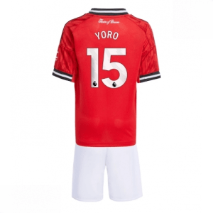 Echipament fotbal Manchester United Leny Yoro #15 Tricou Acasa 2025-26 pentru copii + șort