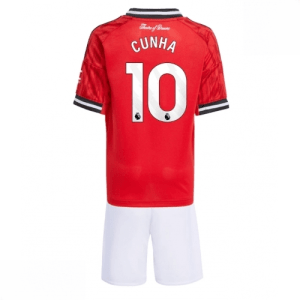 Echipament fotbal Manchester United Matheus Cunha #10 Tricou Acasa 2025-26 pentru copii + șort