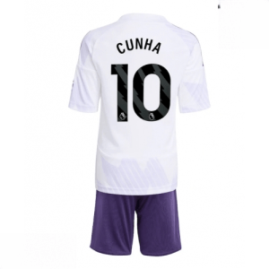 Echipament fotbal Manchester United Matheus Cunha #10 Tricou Deplasare 2025-26 pentru copii + șort
