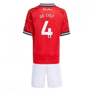 Echipament fotbal Manchester United Matthijs de Ligt #4 Tricou Acasa 2025-26 pentru copii + șort