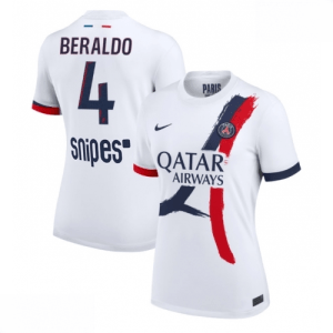 Echipament fotbal Paris Saint-Germain Lucas Beraldo #4 Tricou Deplasare 2025-26 pentru femei mânecă scurtă