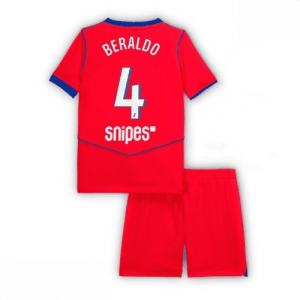 Echipament fotbal Paris Saint-Germain PSG Lucas Beraldo #4 Tricou Treilea 2025-26 pentru copii + pantaloni scurți