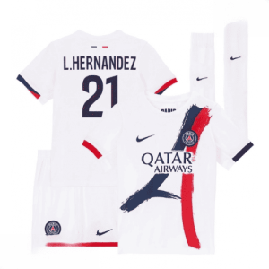 Echipament fotbal Paris Saint-Germain PSG Lucas Hernandez #21 Tricou Deplasare 2025-26 pentru copii + pantaloni scurți