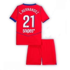 Echipament fotbal Paris Saint-Germain PSG Lucas Hernandez #21 Tricou Treilea 2025-26 pentru copii + pantaloni scurți