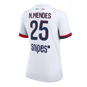Echipament fotbal Paris Saint-Germain Nuno Mendes #25 Tricou Deplasare 2025-26 pentru femei mânecă scurtă