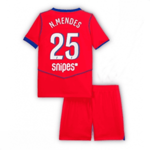 Echipament fotbal Paris Saint-Germain PSG Nuno Mendes #25 Tricou Treilea 2025-26 pentru copii + pantaloni scurți