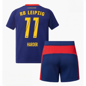 Echipament fotbal RB Leipzig Conrad Harder #11 Tricou Deplasare 2025-26 pentru copii şi pantaloni