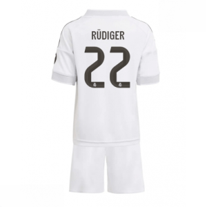 Echipament fotbal Real Madrid Antonio Rudiger #22 Tricou Acasa 2025-26 pentru copii tricou + pantaloni scurți