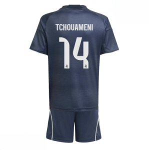 Echipament fotbal Real Madrid Aurelien Tchouameni #14 Tricou Deplasare 2025-26 pentru copii tricou + pantaloni scurți
