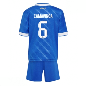 Echipament fotbal Real Madrid Eduardo Camavinga #6 Tricou Treilea 2025-26 pentru copii tricou + pantaloni scurți