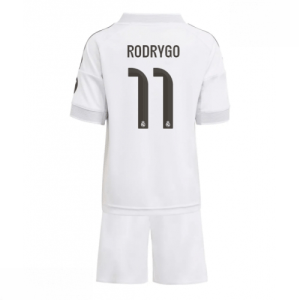 Echipament fotbal Real Madrid Rodrygo Goes #11 Tricou Acasa 2025-26 pentru copii tricou + pantaloni scurți