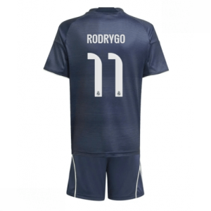 Echipament fotbal Real Madrid Rodrygo Goes #11 Tricou Deplasare 2025-26 pentru copii tricou + pantaloni scurți
