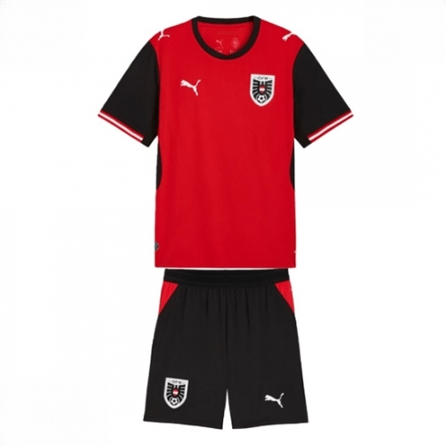 Echipament fotbal Austria Tricou Acasa Mondial 2026 pentru copii şi pantaloni 1 Echipament fotbal Austria Tricou Acasa Mondial 2026 pentru copii şi pantaloni