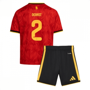 Echipament fotbal Belgia Zeno Debast #2 Tricou Acasa Mondial 2026 pentru copii şi pantaloni