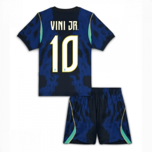 Echipament fotbal Brazilia Vinicius Junior #10 Tricou Deplasare Mondial 2026 pentru copii şi pantaloni