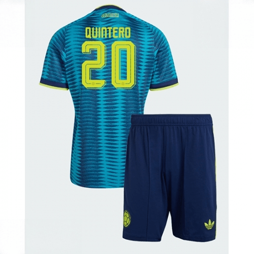 Echipament fotbal Columbia Juan Fernando Quintero #20 Tricou Deplasare Mondial 2026 pentru copii şi pantaloni 1 Echipament fotbal Columbia Juan Fernando Quintero #20 Tricou Deplasare Mondial 2026 pentru copii şi pantaloni