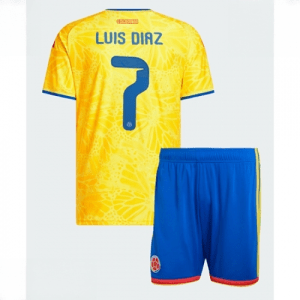 Echipament fotbal Columbia Luis Diaz #7 Tricou Acasa Mondial 2026 pentru copii şi pantaloni