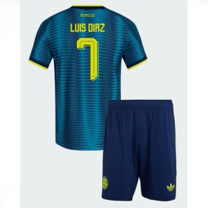 Echipament fotbal Columbia Luis Diaz #7 Tricou Deplasare Mondial 2026 pentru copii şi pantaloni