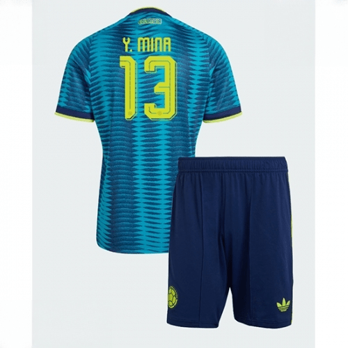 Echipament fotbal Columbia Yerry Mina #13 Tricou Deplasare Mondial 2026 pentru copii şi pantaloni 1 Echipament fotbal Columbia Yerry Mina #13 Tricou Deplasare Mondial 2026 pentru copii şi pantaloni