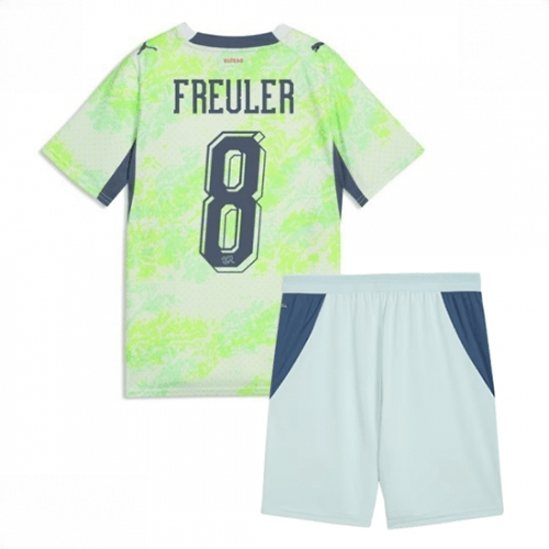 Echipament fotbal Elveția Remo Freuler #8 Tricou Deplasare Mondial 2026 pentru copii şi pantaloni 1 Echipament fotbal Elveția Remo Freuler #8 Tricou Deplasare Mondial 2026 pentru copii şi pantaloni