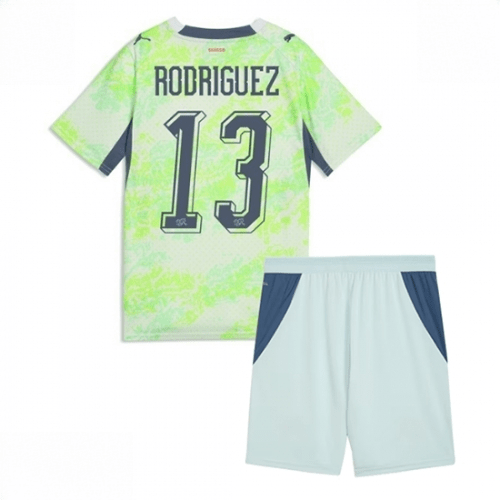Echipament fotbal Elveția Ricardo Rodriguez #13 Tricou Deplasare Mondial 2026 pentru copii şi pantaloni 1 Echipament fotbal Elveția Ricardo Rodriguez #13 Tricou Deplasare Mondial 2026 pentru copii şi pantaloni