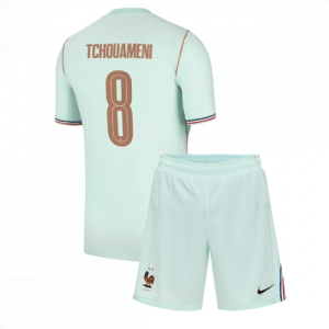 Echipament fotbal Franța Aurelien Tchouameni #8 Tricou Deplasare Mondial 2026 pentru copii şi pantaloni