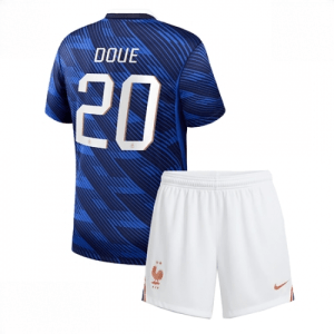 Echipament fotbal Franța Desire Doue #20 Tricou Acasa Mondial 2026 pentru copii şi pantaloni