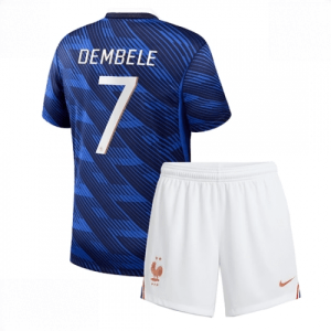Echipament fotbal Franța Ousmane Dembele #7 Tricou Acasa Mondial 2026 pentru copii şi pantaloni