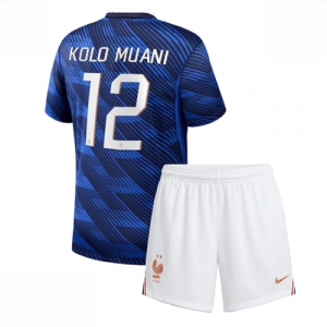 Echipament fotbal Franța Randal Kolo Muani #12 Tricou Acasa Mondial 2026 pentru copii şi pantaloni