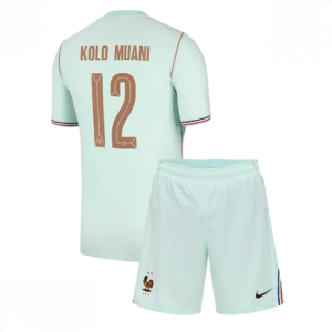 Echipament fotbal Franța Randal Kolo Muani #12 Tricou Deplasare Mondial 2026 pentru copii şi pantaloni