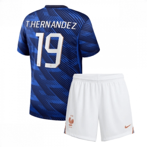 Echipament fotbal Franța Theo Hernandez #19 Tricou Acasa Mondial 2026 pentru copii şi pantaloni