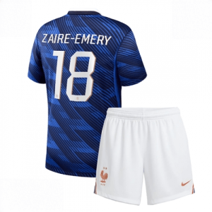 Echipament fotbal Franța Warren Zaire-Emery #18 Tricou Acasa Mondial 2026 pentru copii şi pantaloni