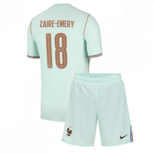 Echipament fotbal Franța Warren Zaire-Emery #18 Tricou Deplasare Mondial 2026 pentru copii şi pantaloni