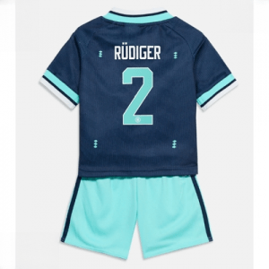 Echipament fotbal Germania Antonio Rudiger #2 Tricou Deplasare Mondial 2026 pentru copii şi pantaloni