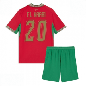Echipament fotbal Maroc Ayoub El Kaabi #20 Tricou Acasa Mondial 2026 pentru copii şi pantaloni