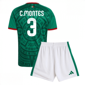 Echipament fotbal Mexic Cesar Montes #3 Tricou Acasa Mondial 2026 pentru copii şi pantaloni
