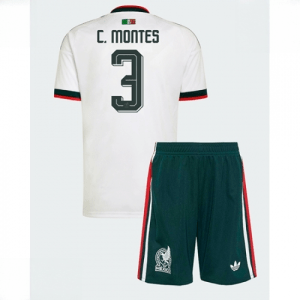 Echipament fotbal Mexic Cesar Montes #3 Tricou Deplasare Mondial 2026 pentru copii şi pantaloni