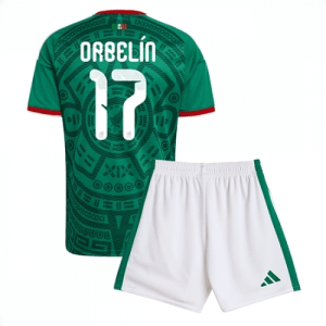 Echipament fotbal Mexic Orbelin Pineda #17 Tricou Acasa Mondial 2026 pentru copii şi pantaloni