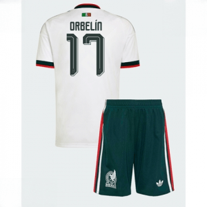 Echipament fotbal Mexic Orbelin Pineda #17 Tricou Deplasare Mondial 2026 pentru copii şi pantaloni