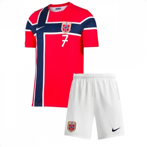 Echipament fotbal Norvegia Alexander Sorloth #7 Tricou Acasa Mondial 2026 pentru copii şi pantaloni 2 Echipament fotbal Norvegia Alexander Sorloth #7 Tricou Acasa Mondial 2026 pentru copii şi pantaloni - imagine 2