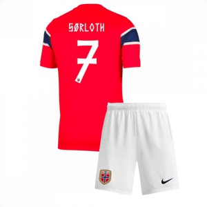 Home 2 Echipament fotbal Norvegia Alexander Sorloth #7 Tricou Acasa Mondial 2026 pentru copii şi pantaloni