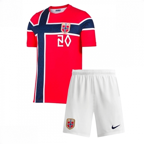 Echipament fotbal Norvegia Antonio Nusa #20 Tricou Acasa Mondial 2026 pentru copii şi pantaloni 2 Echipament fotbal Norvegia Antonio Nusa #20 Tricou Acasa Mondial 2026 pentru copii şi pantaloni - imagine 2