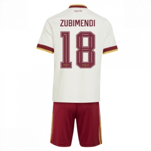 Echipament fotbal Spania Martin Zubimendi #18 Tricou Deplasare Mondial 2026 pentru copii şi pantaloni