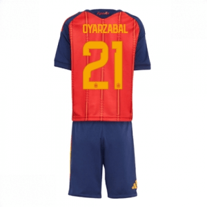 Echipament fotbal Spania Mikel Oyarzabal #21 Tricou Acasa Mondial 2026 pentru copii şi pantaloni