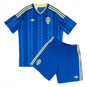 Echipament fotbal Suedia Tricou Deplasare Mondial 2026 pentru copii şi pantaloni