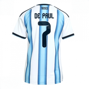 Echipament fotbal Argentina Rodrigo De Paul #7 Tricou Acasa Mondial 2026 pentru femei maneca scurta