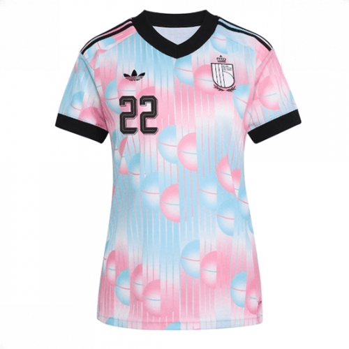 Echipament fotbal Belgia Alexis Saelemaekers #22 Tricou Deplasare Mondial 2026 pentru femei maneca scurta 2 Echipament fotbal Belgia Alexis Saelemaekers #22 Tricou Deplasare Mondial 2026 pentru femei maneca scurta - imagine 2