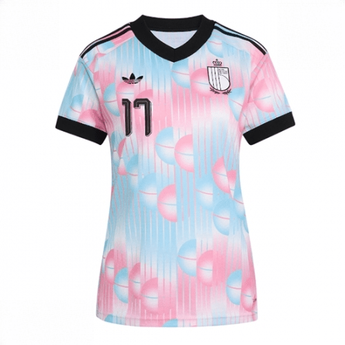 Echipament fotbal Belgia Charles De Ketelaere #17 Tricou Deplasare Mondial 2026 pentru femei maneca scurta 2 Echipament fotbal Belgia Charles De Ketelaere #17 Tricou Deplasare Mondial 2026 pentru femei maneca scurta - imagine 2